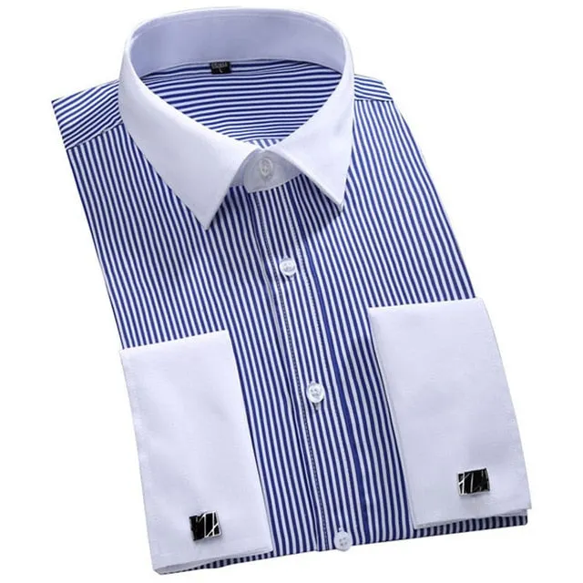 Men's Formal Luxury Striped Cufflinks Shirt