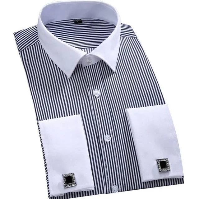 Men's Formal Luxury Striped Cufflinks Shirt