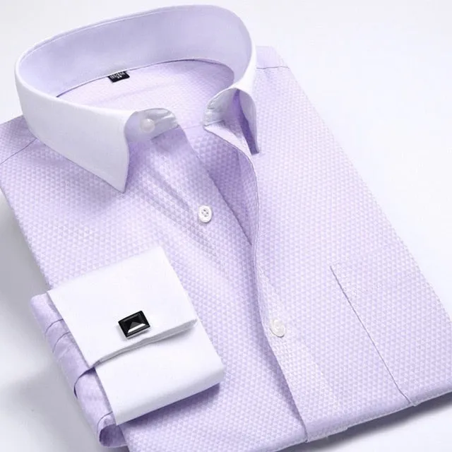Men's Formal Luxury Striped Cufflinks Shirt