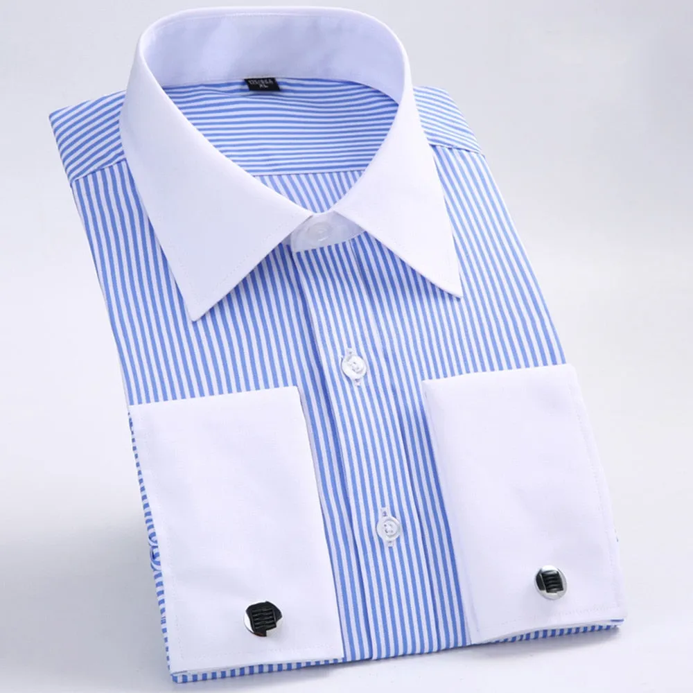 Men's Formal Luxury Striped Cufflinks Shirt