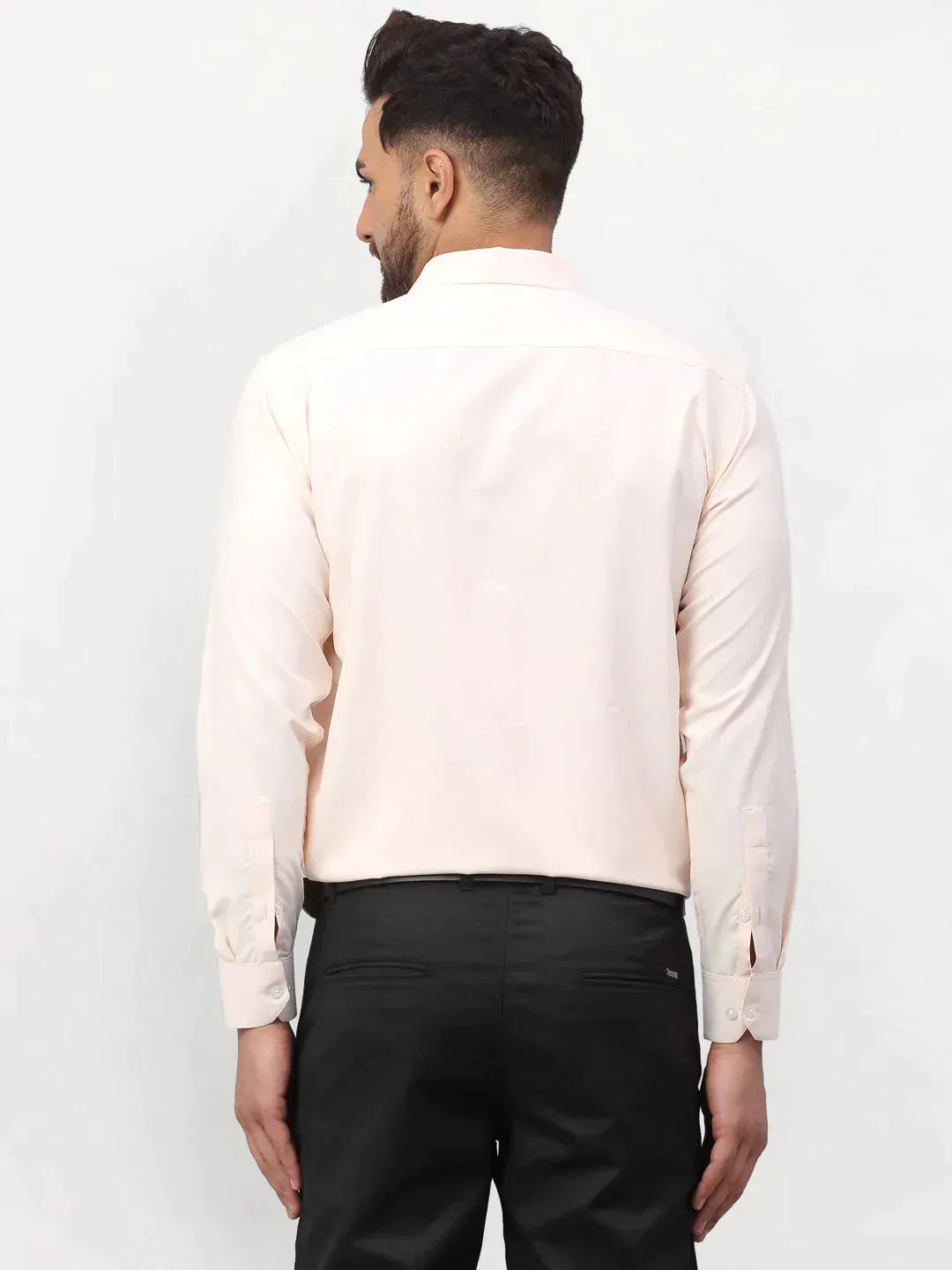 Men's Peach Solid Formal Shirts - Taantav