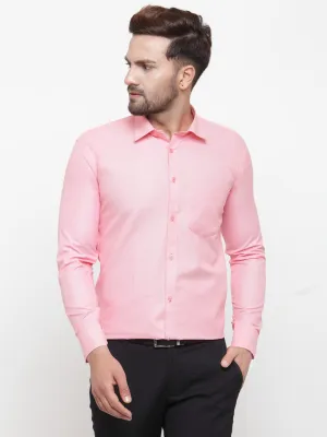 Men's Pink Cotton Geometric Formal Shirts ( SF 434Pink ) - Jainish