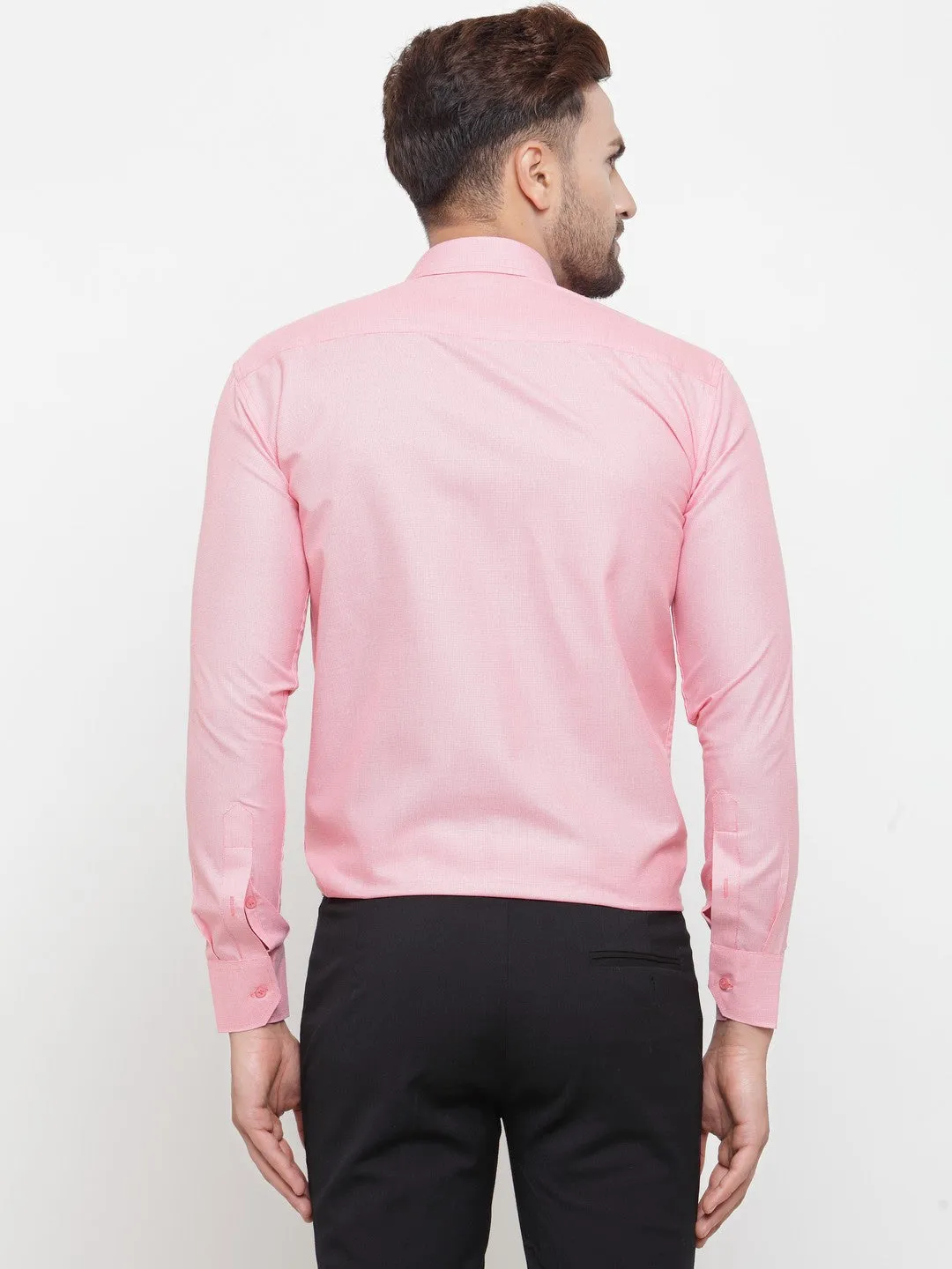 Men's Pink Cotton Geometric Formal Shirts ( SF 434Pink ) - Jainish