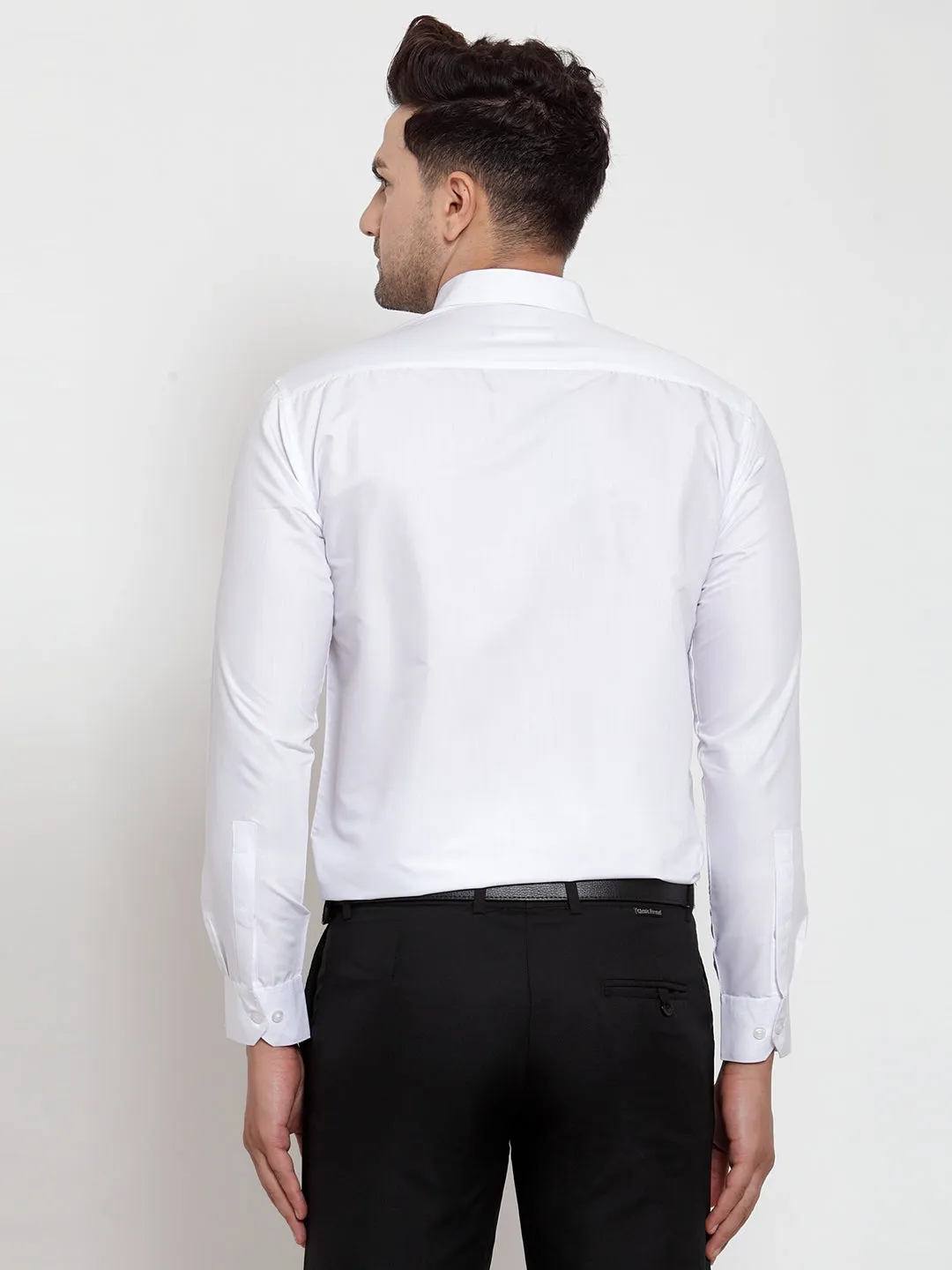 Men's White Cotton Solid Button Down Formal Shirts ( SF 713White ) - Jainish