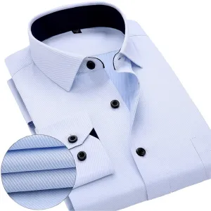 Mens work shirts Long sleeve square collar shirts white male tops