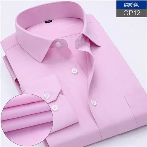 Mens work shirts Long sleeve square collar shirts white male tops