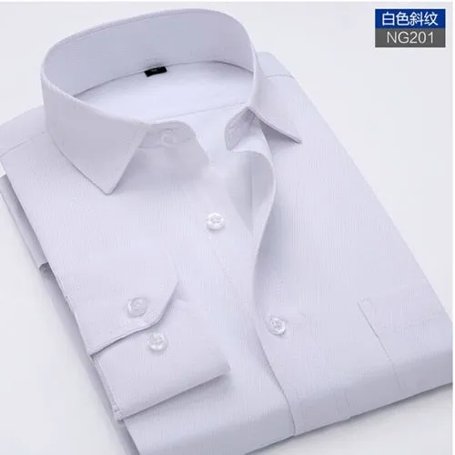 Mens work shirts Long sleeve square collar shirts white male tops