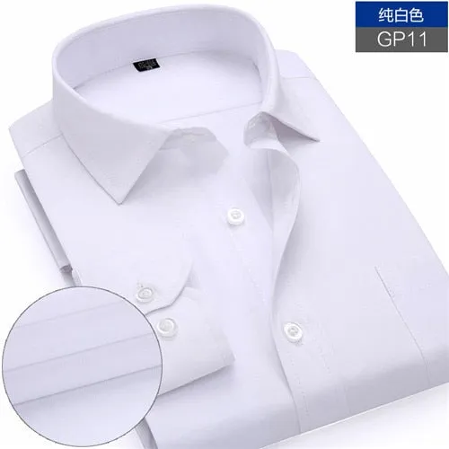 Mens work shirts Long sleeve square collar shirts white male tops