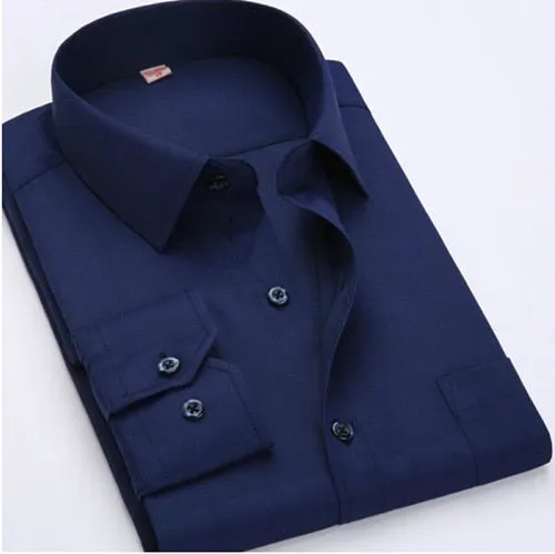Mens work shirts Long sleeve square collar shirts white male tops