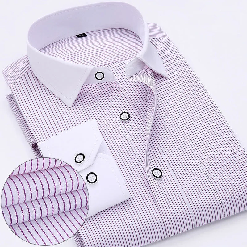 Mens work shirts Long sleeve square collar shirts white male tops