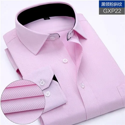 Mens work shirts Long sleeve square collar shirts white male tops
