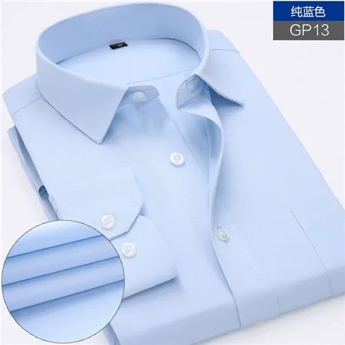Mens work shirts Long sleeve square collar shirts white male tops