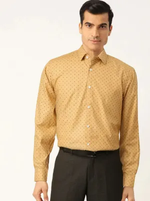Men's Yellow Cotton Printed Formal Shirts - Taantav