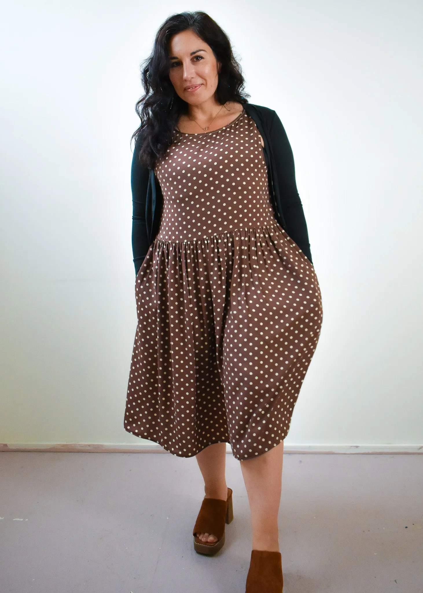 Meredith Dress in Brown Dot * ONLY THREE LEFT!!!*