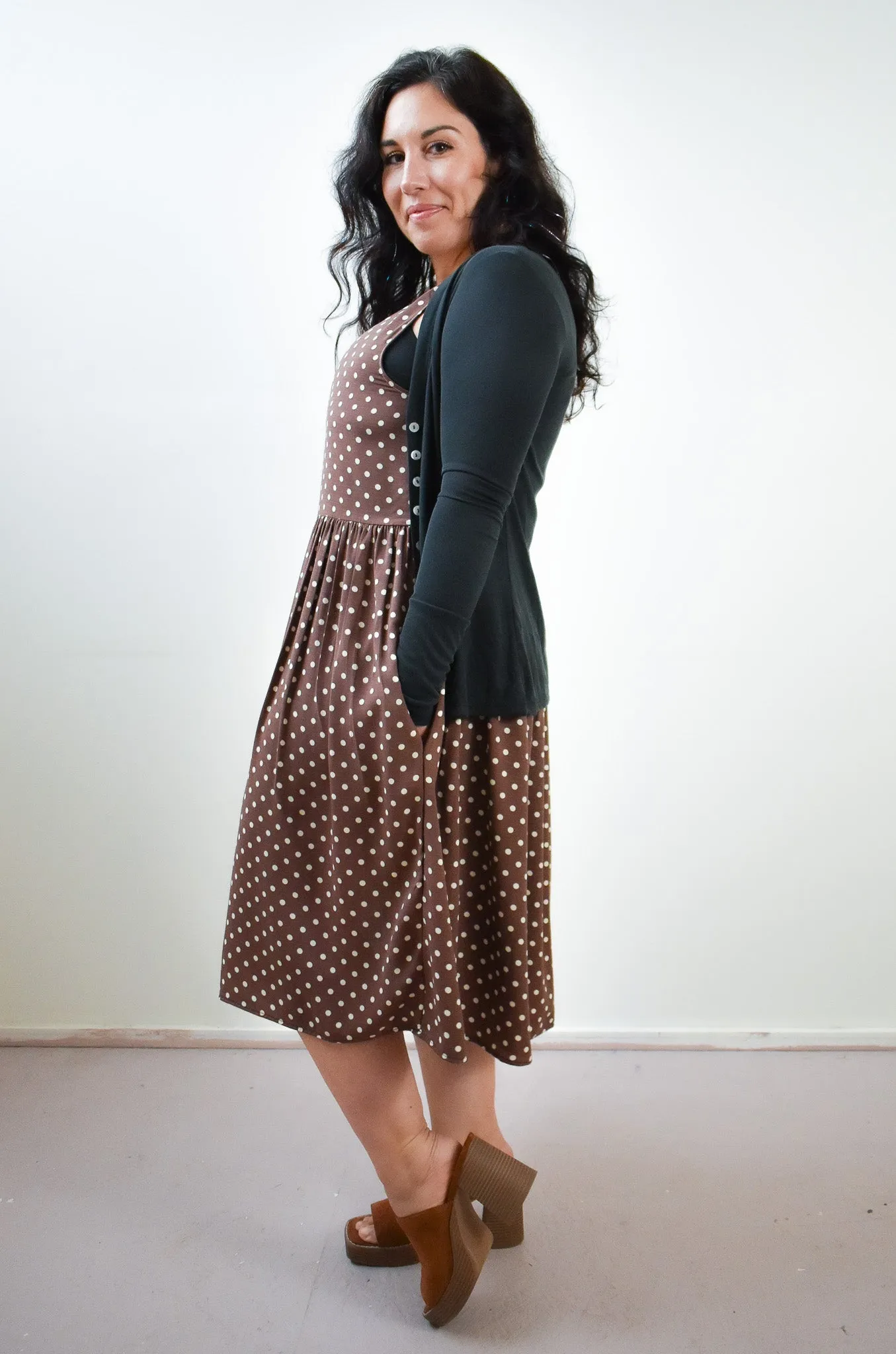 Meredith Dress in Brown Dot * ONLY THREE LEFT!!!*