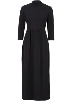 Midi shirt dress with 3/4 sleeves Bpc Bonprix Collection, black