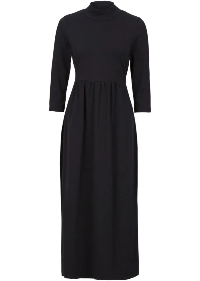 Midi shirt dress with 3/4 sleeves Bpc Bonprix Collection, black