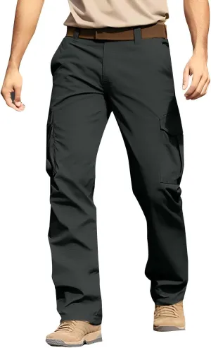 MIDOO Cargo Pants for Men Relaxed Fit Lightweight Travel Pants Breathable Athletic Fishing Active Joggers Zipper Pockets