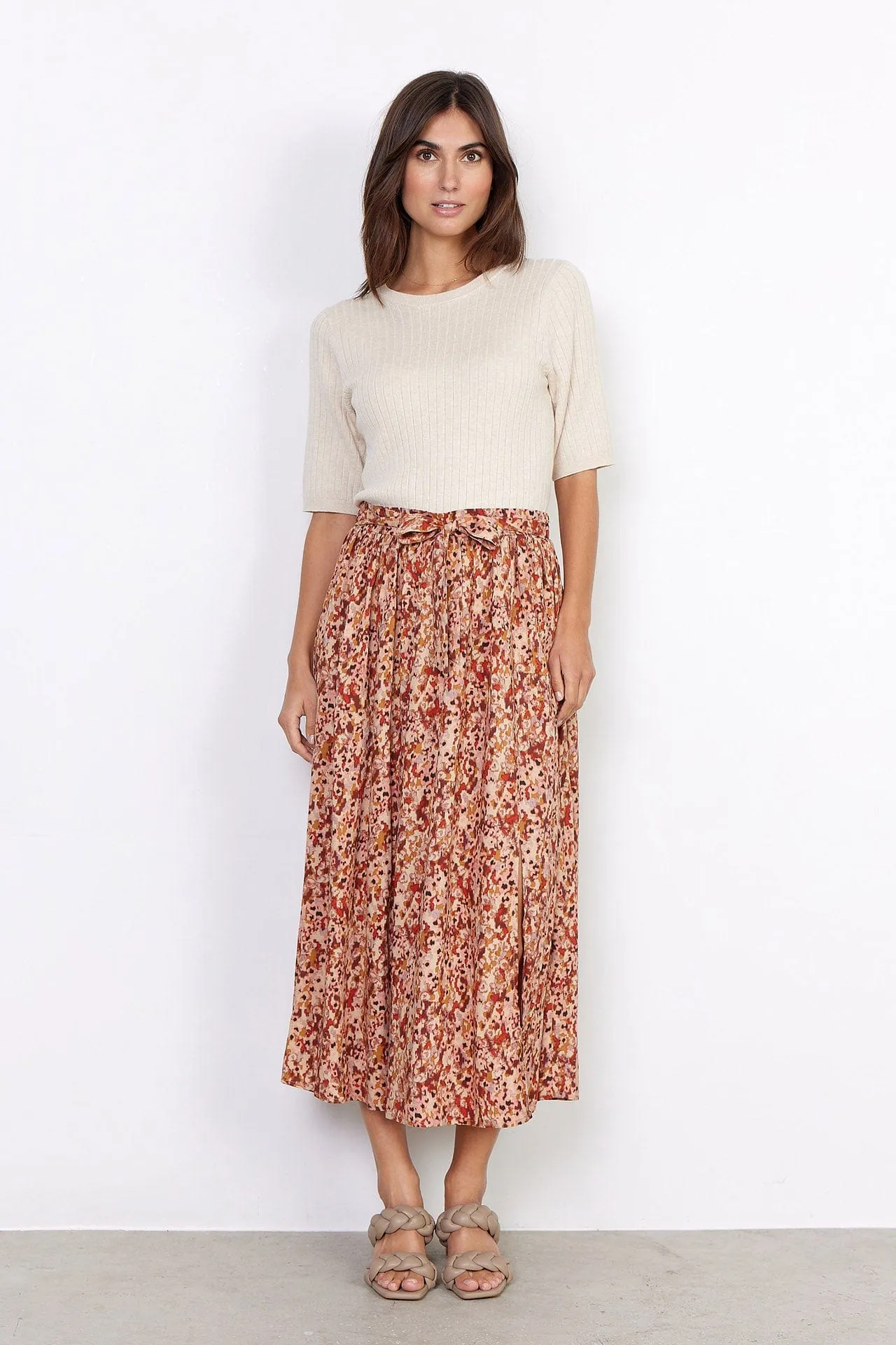 Minea Printed Midi Skirt - Berry Combi