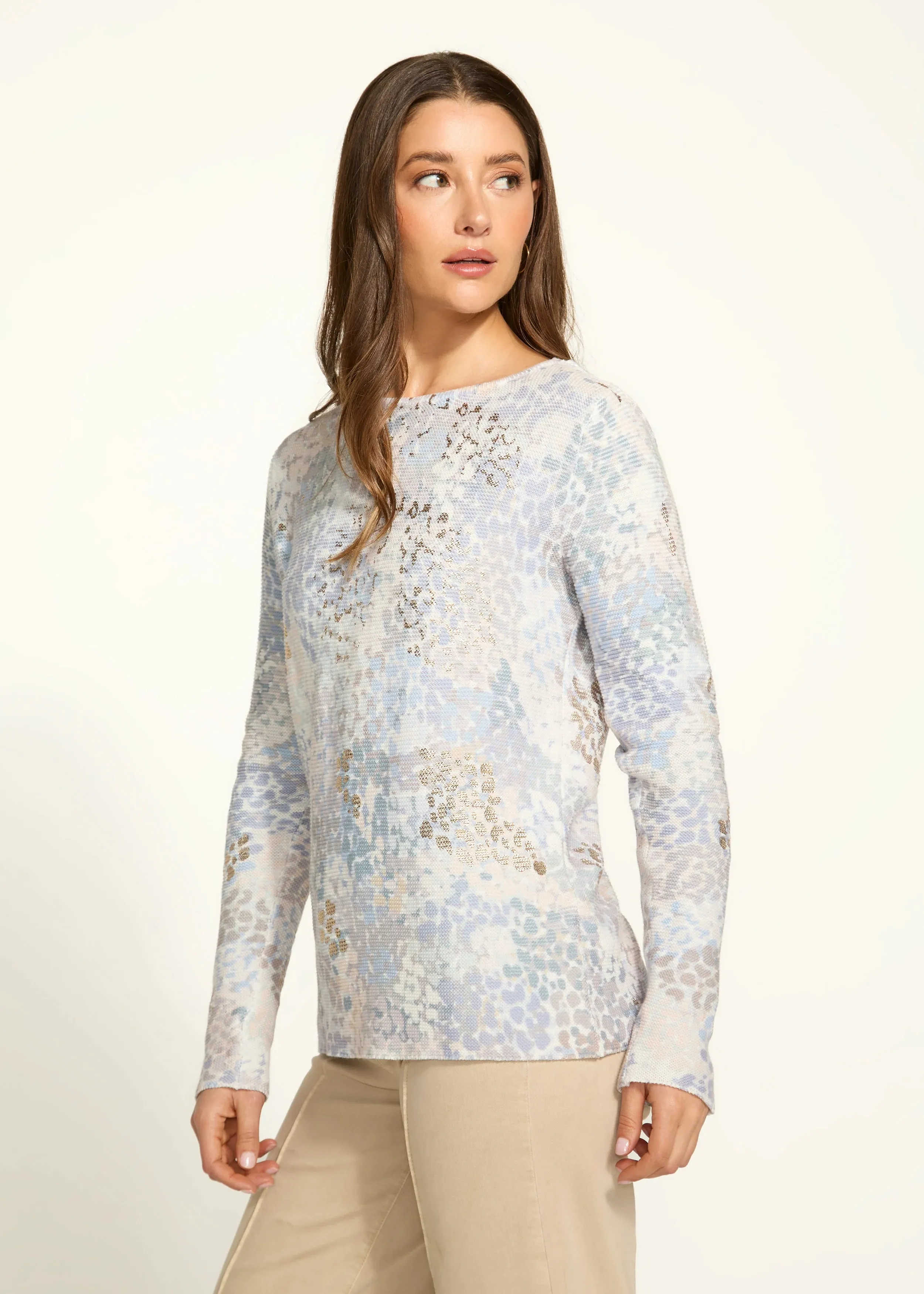 Mireille Metallic Printed Sweater, Spectral Neutral - FDJ French Dressing 1918314