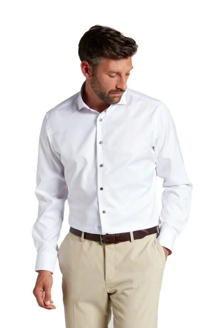 Modern Fit Plain Twill Shirt - White