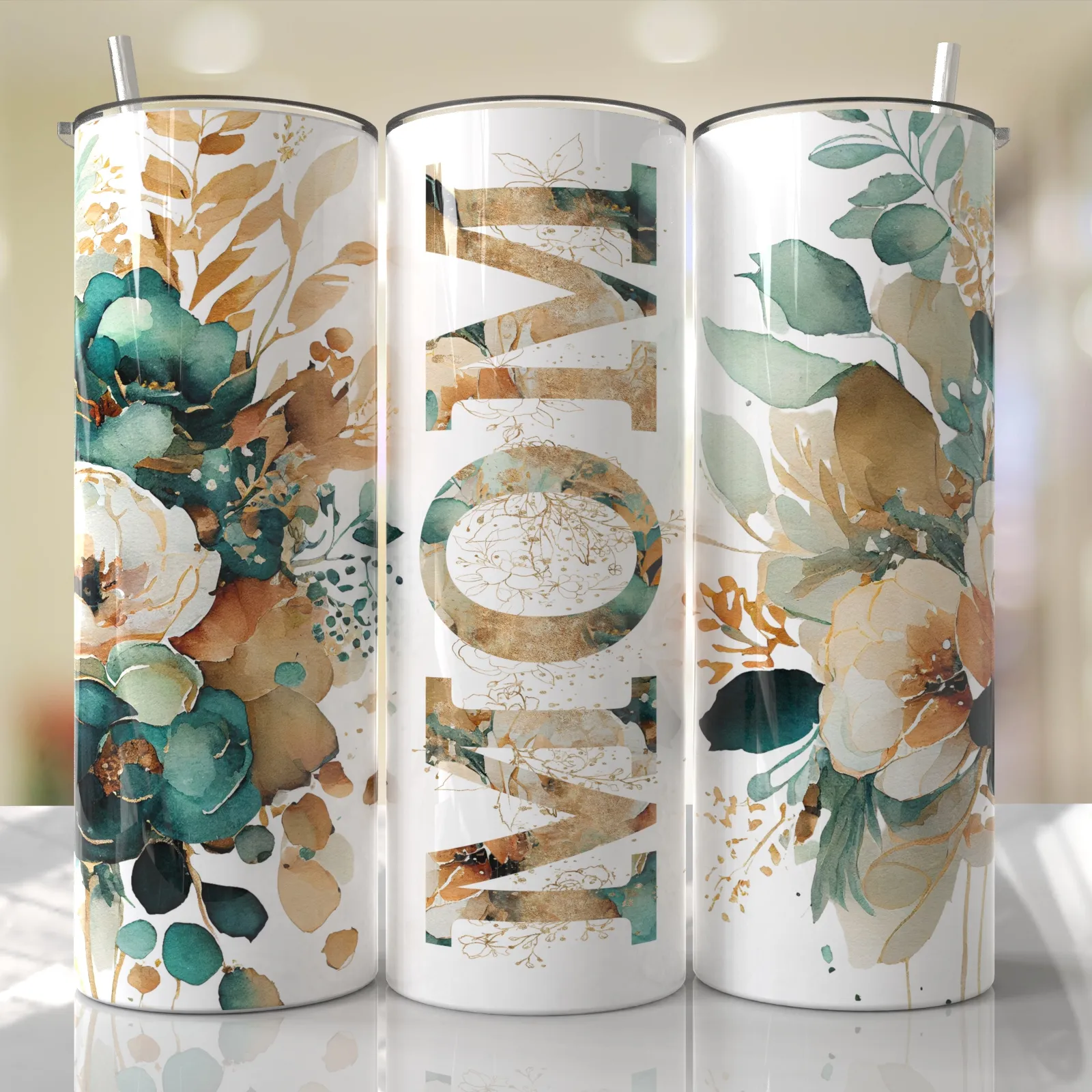 Mom, Grandma, Nanna, Emeral Green Roses Customize W/ Your Favorite Mama Tumbler