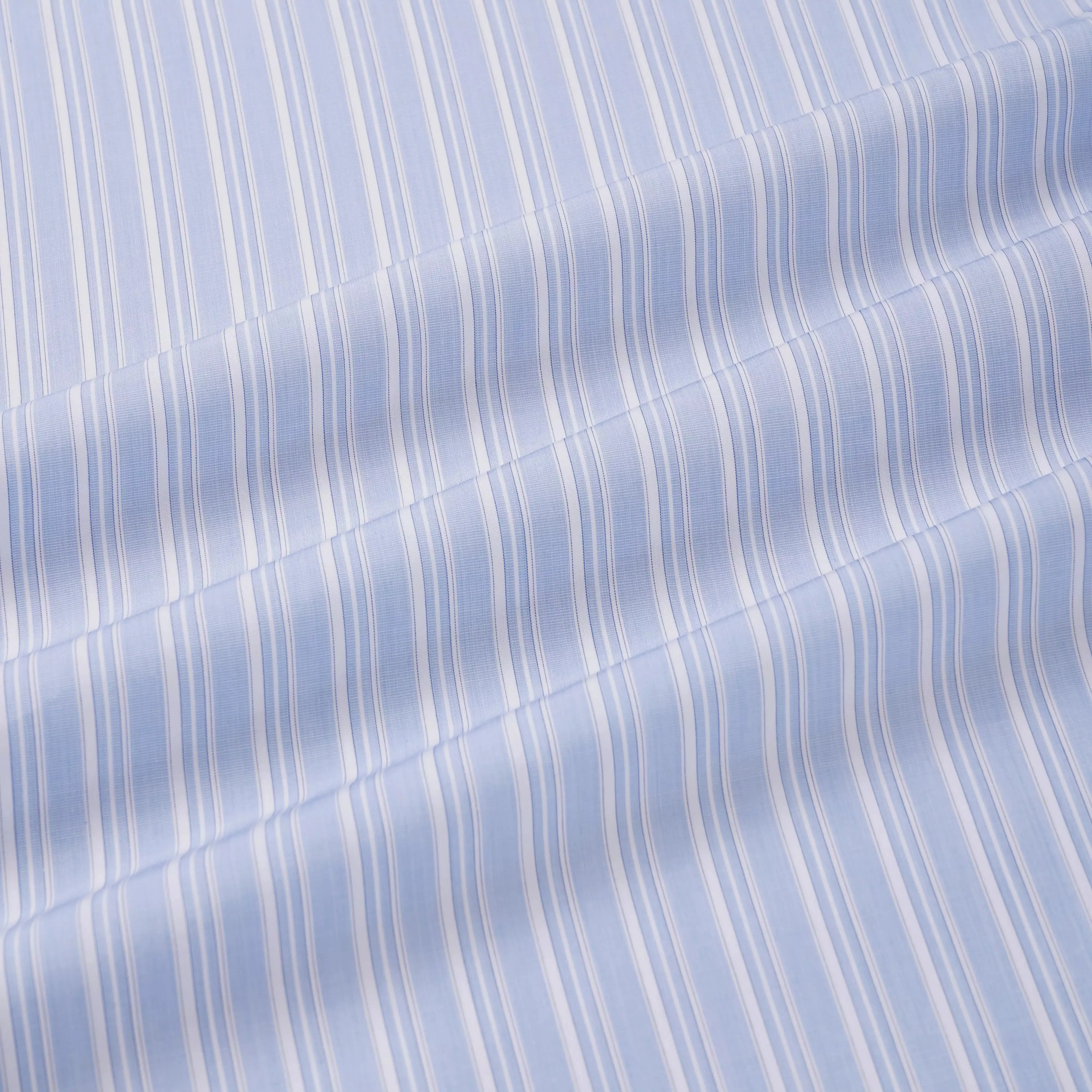Pale Blue & White Tailored Fit French Cuff Devonshire Stripe Formal Shirt