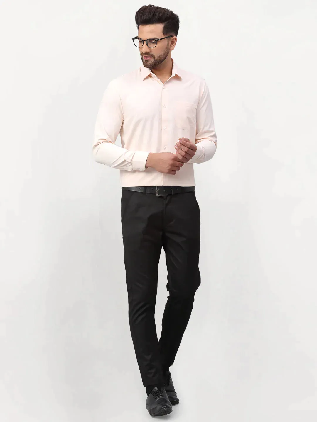 Peach Men'S Solid Formal Shirts