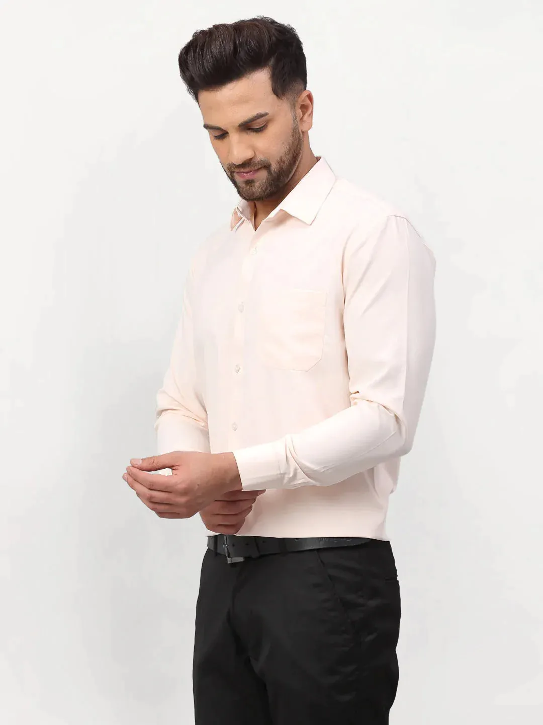 Peach Men'S Solid Formal Shirts