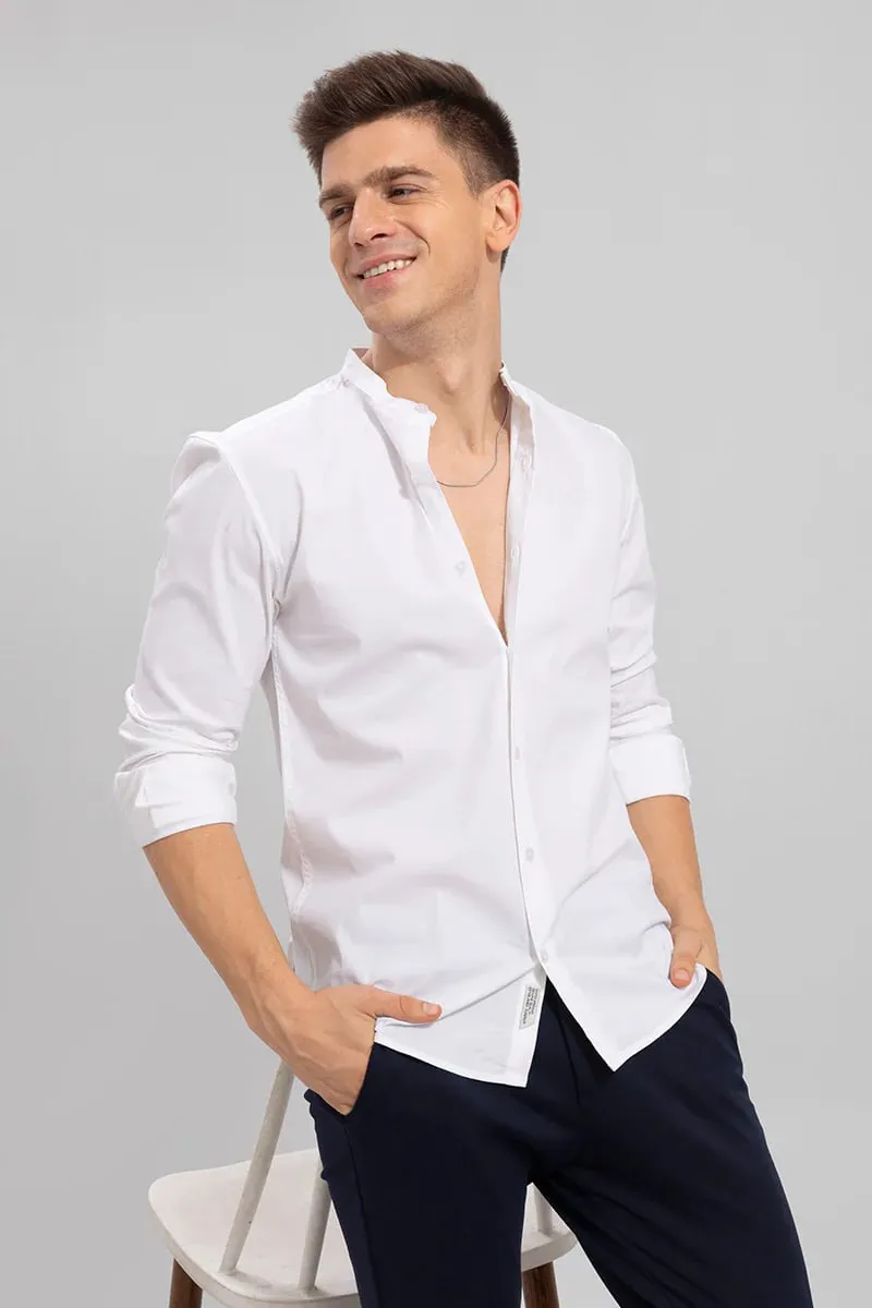 PERAAN BRIGHT WHITE DOBBY PREMIUM GIZA COTTON SHIRT