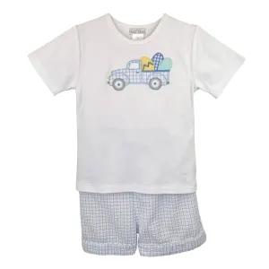 Petit Ami & Zubels - Shirt & Shorts Set with Easter Truck Applique: 2T