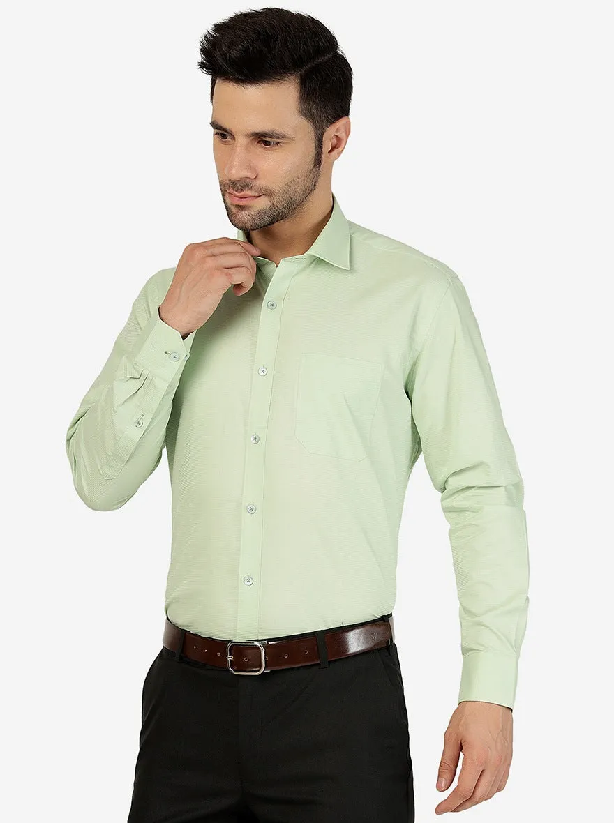 Pista Green Solid Regular Fit Formal Shirt | JadeBlue