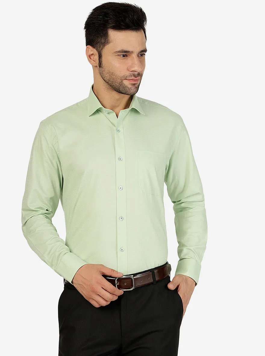 Pista Green Solid Regular Fit Formal Shirt | JadeBlue