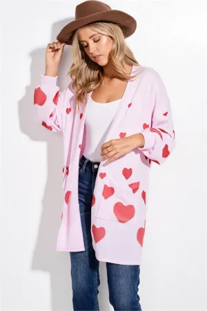 PL-T872G10500A-LPL-TPK - HEART ALL OVER LOOSE FIT CARDIGAN- LIGHT PINK 2-2-2