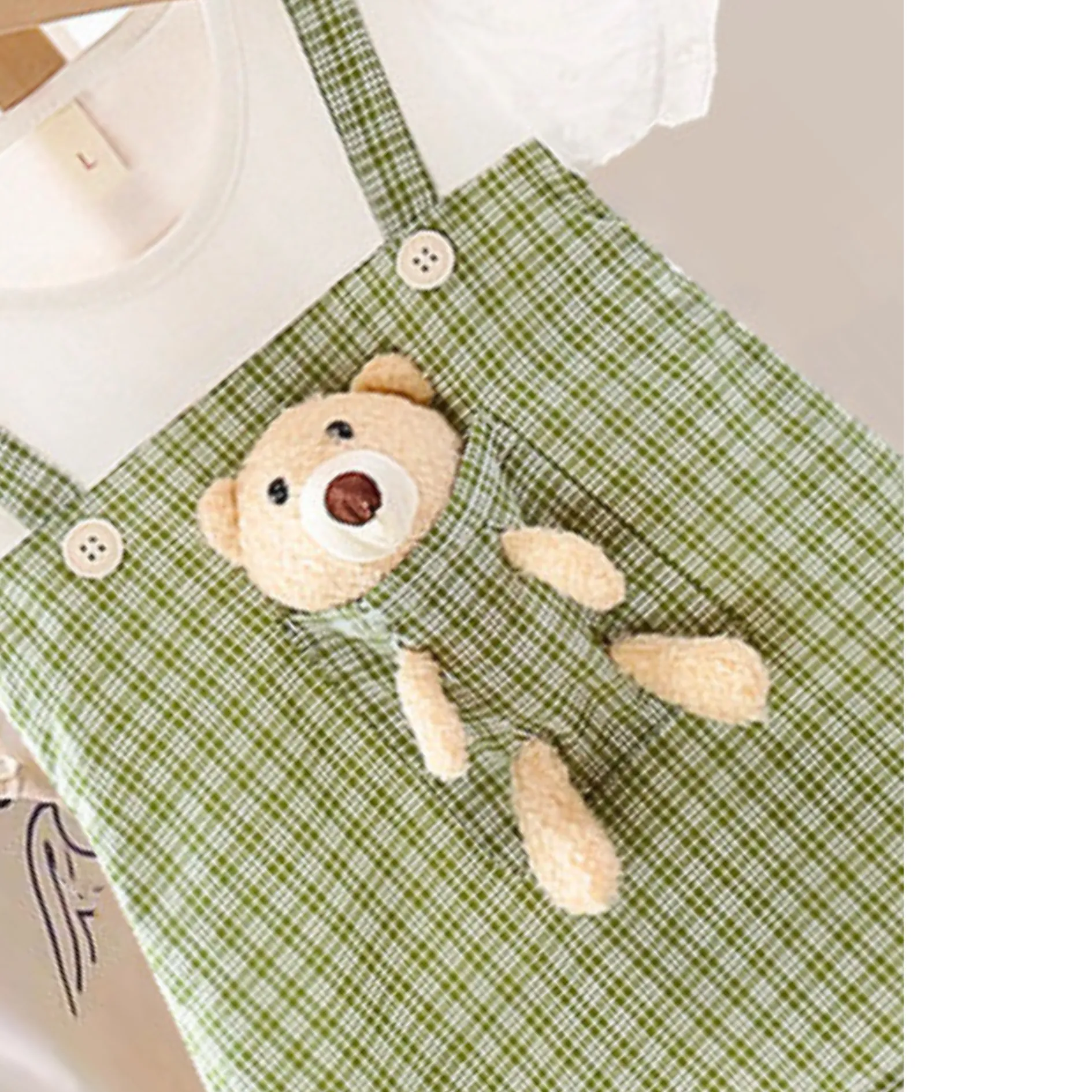 Playful 3D Teddy Suspender Style Girls Dress