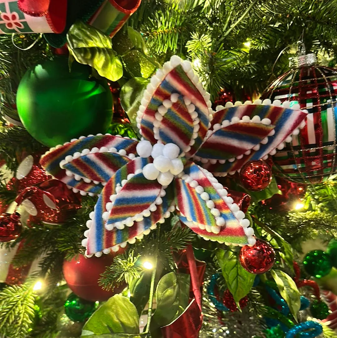 Playful Stripe Poinsettia Stem