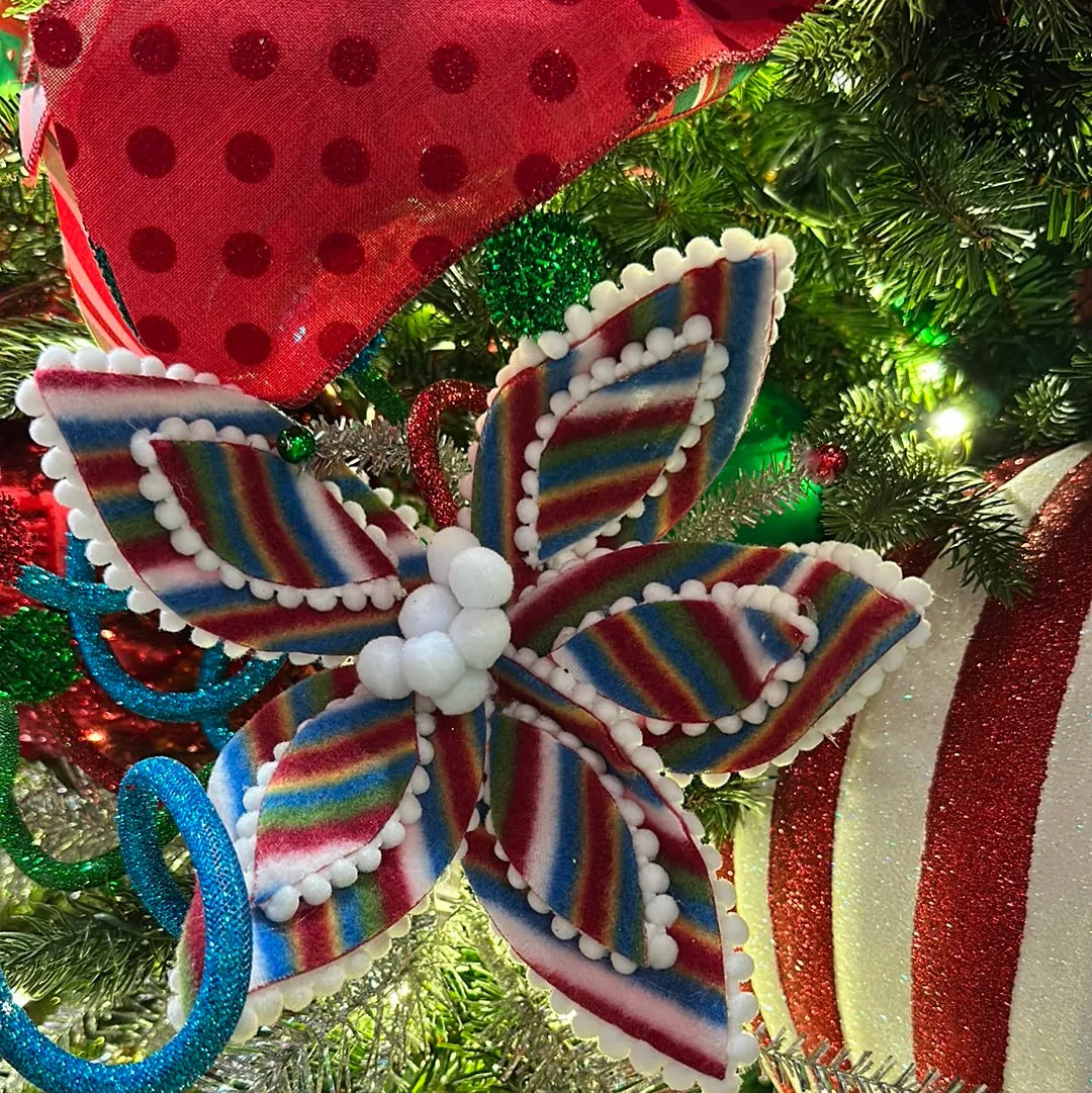 Playful Stripe Poinsettia Stem