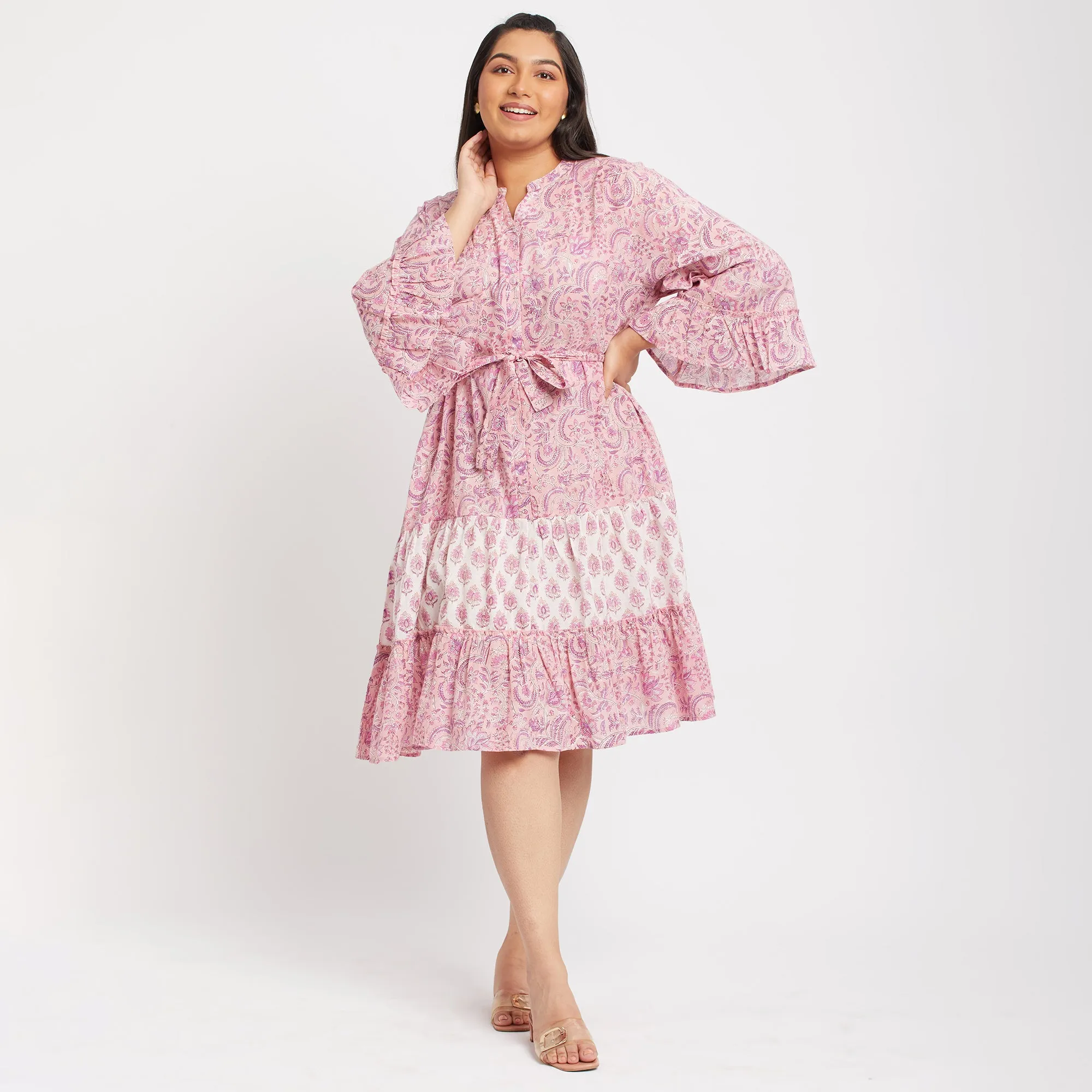 Printed Plus Size Tiered Dress