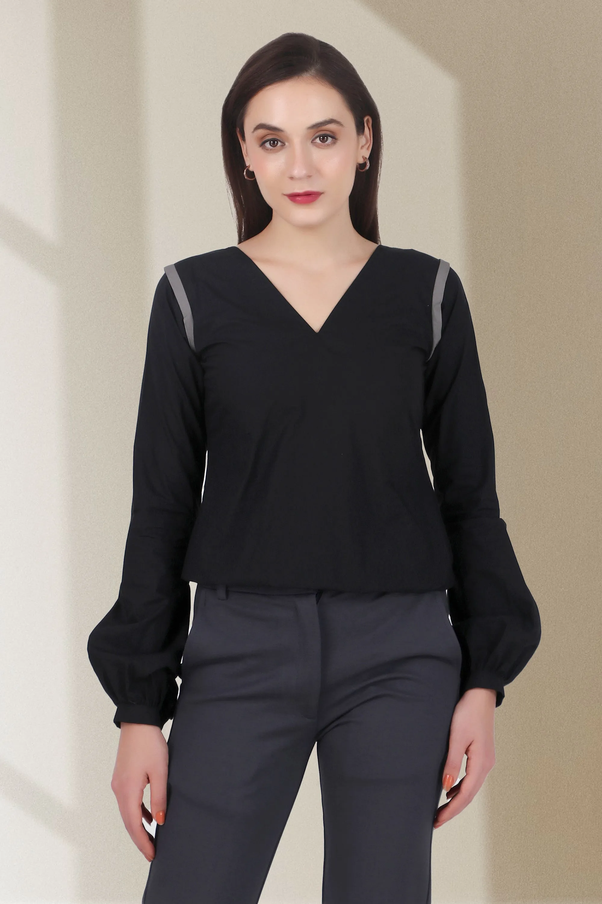 Puff Perfection, Long Sleeves Top,  Black