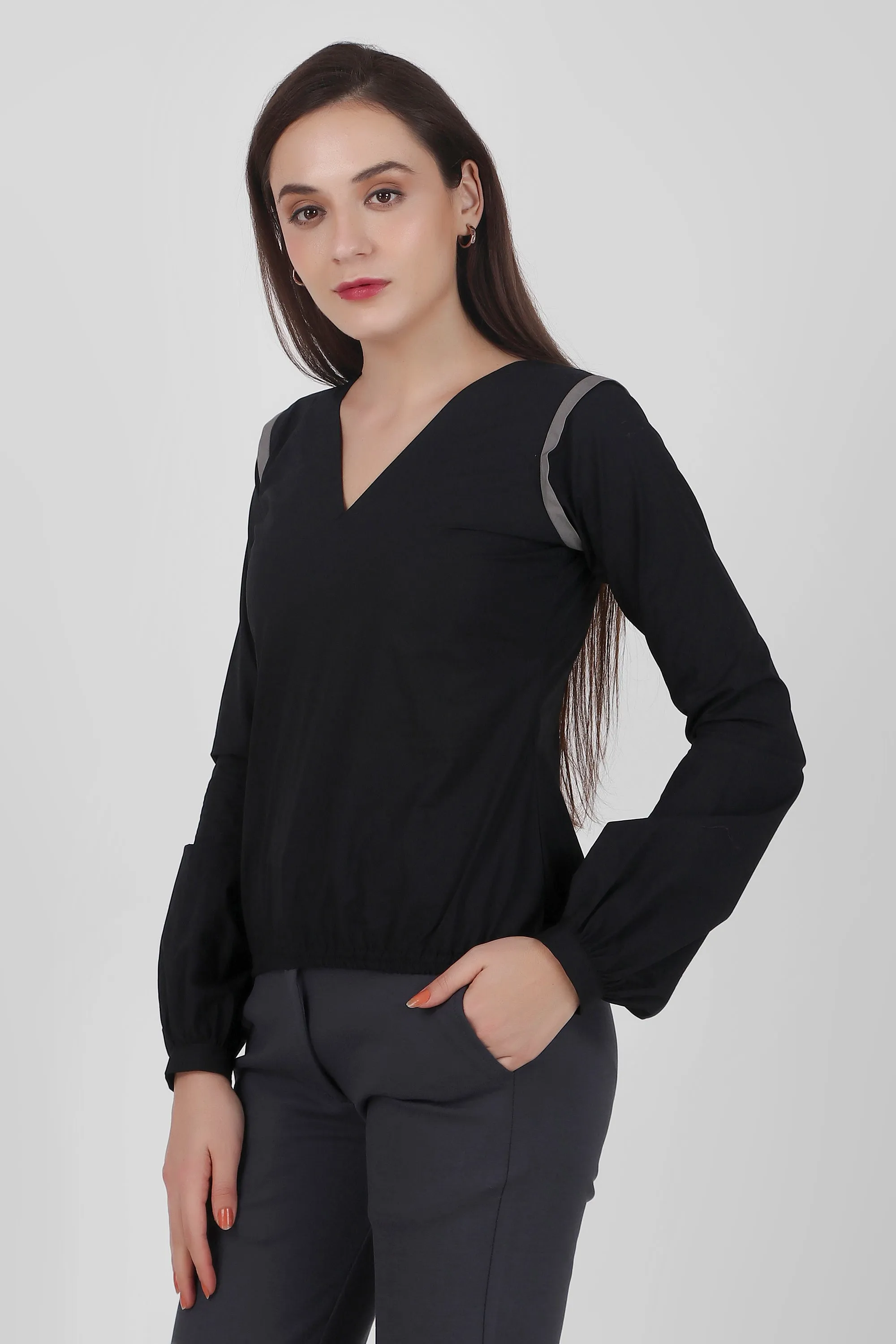 Puff Perfection, Long Sleeves Top,  Black