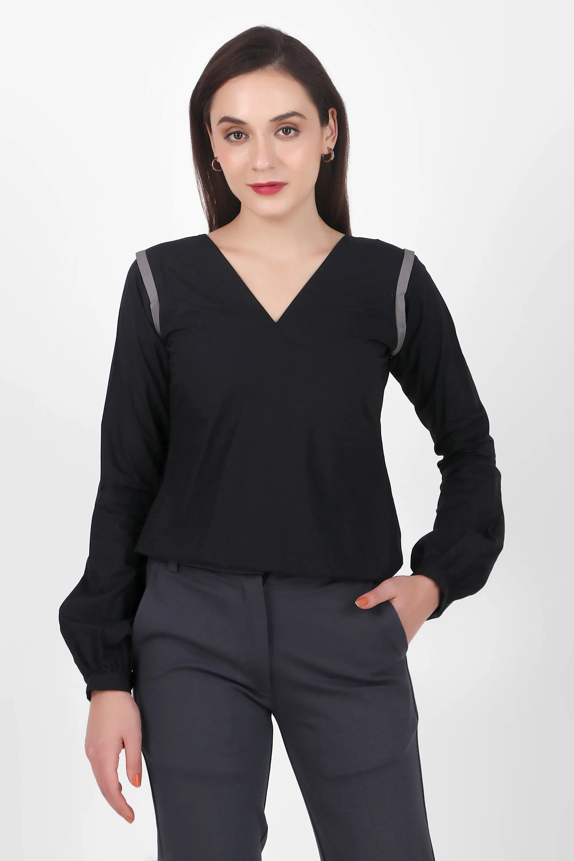 Puff Perfection, Long Sleeves Top,  Black