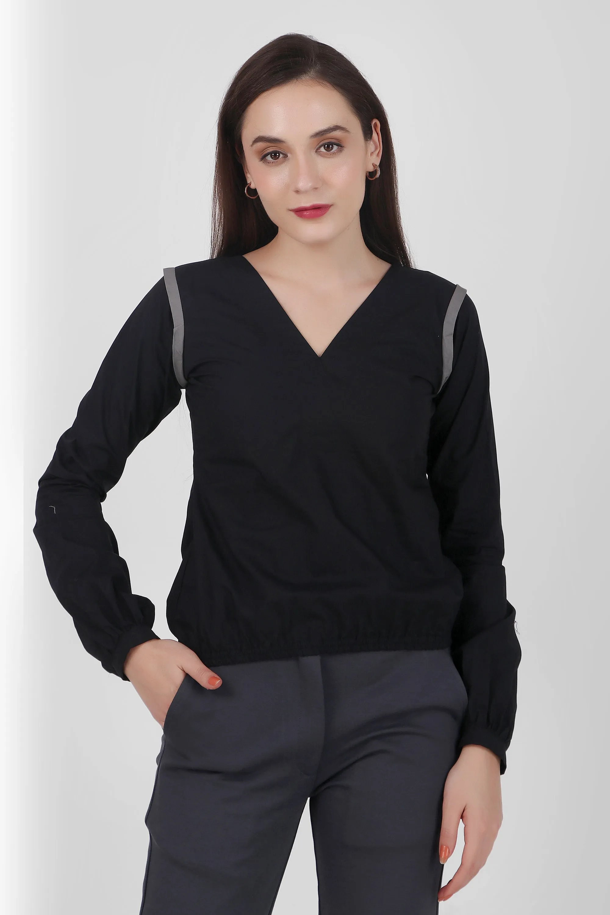 Puff Perfection, Long Sleeves Top,  Black