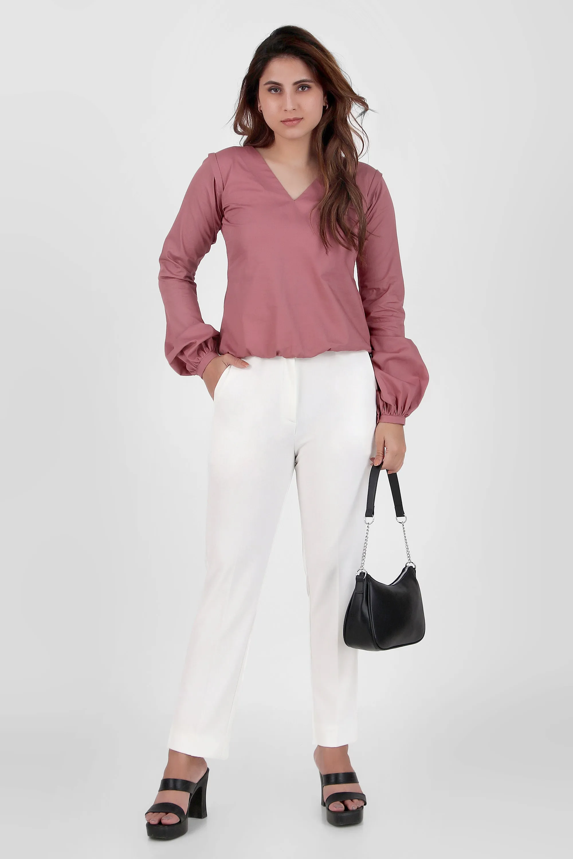 Puff Perfection, Long Sleeves Top, Dusky Rose