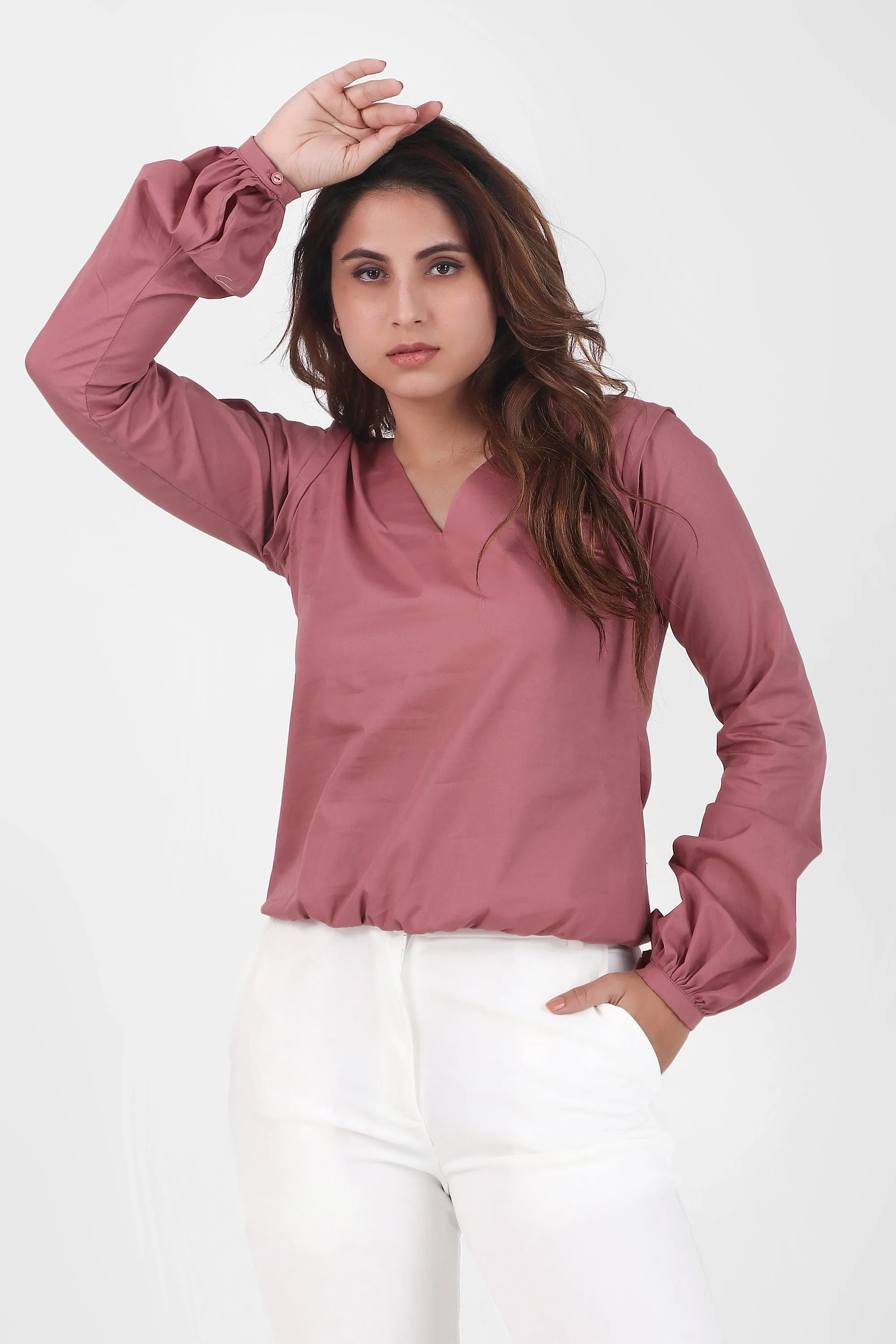 Puff Perfection, Long Sleeves Top, Dusky Rose