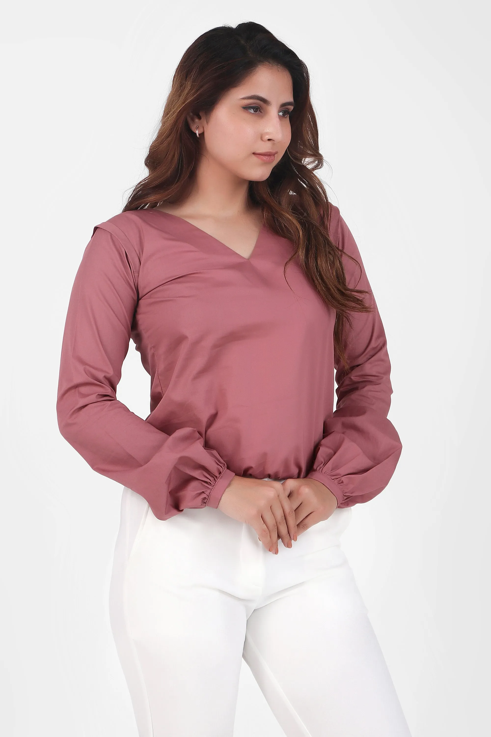 Puff Perfection, Long Sleeves Top, Dusky Rose