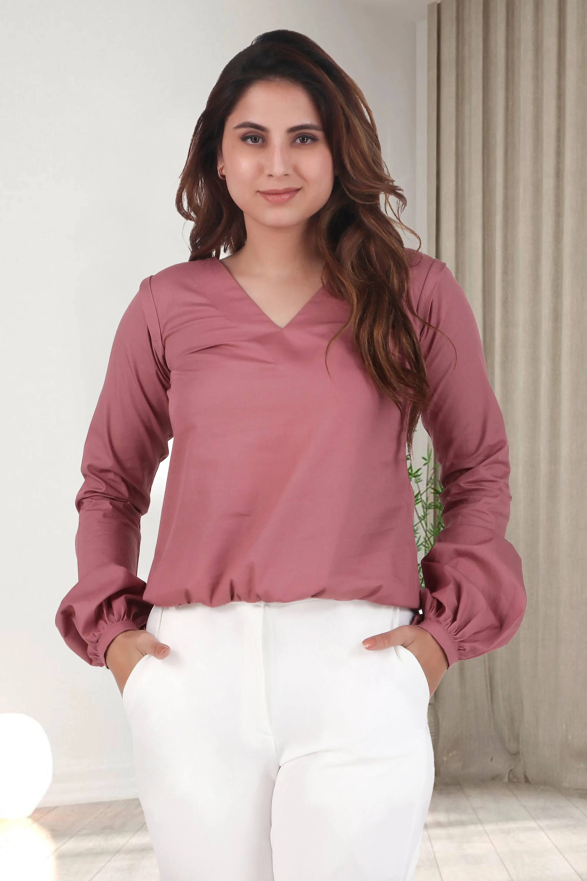 Puff Perfection, Long Sleeves Top, Dusky Rose