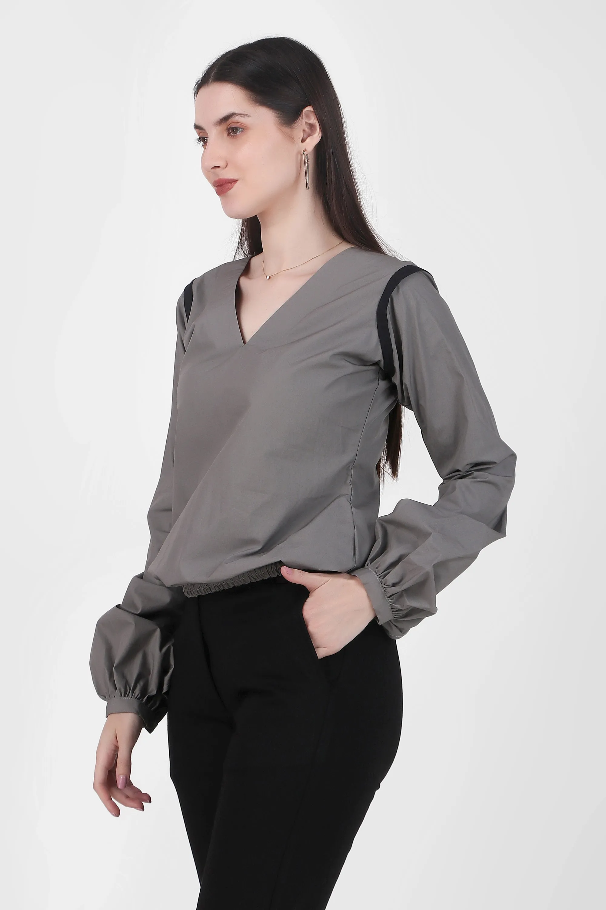 Puff Perfection, Long Sleeves Top, Gray