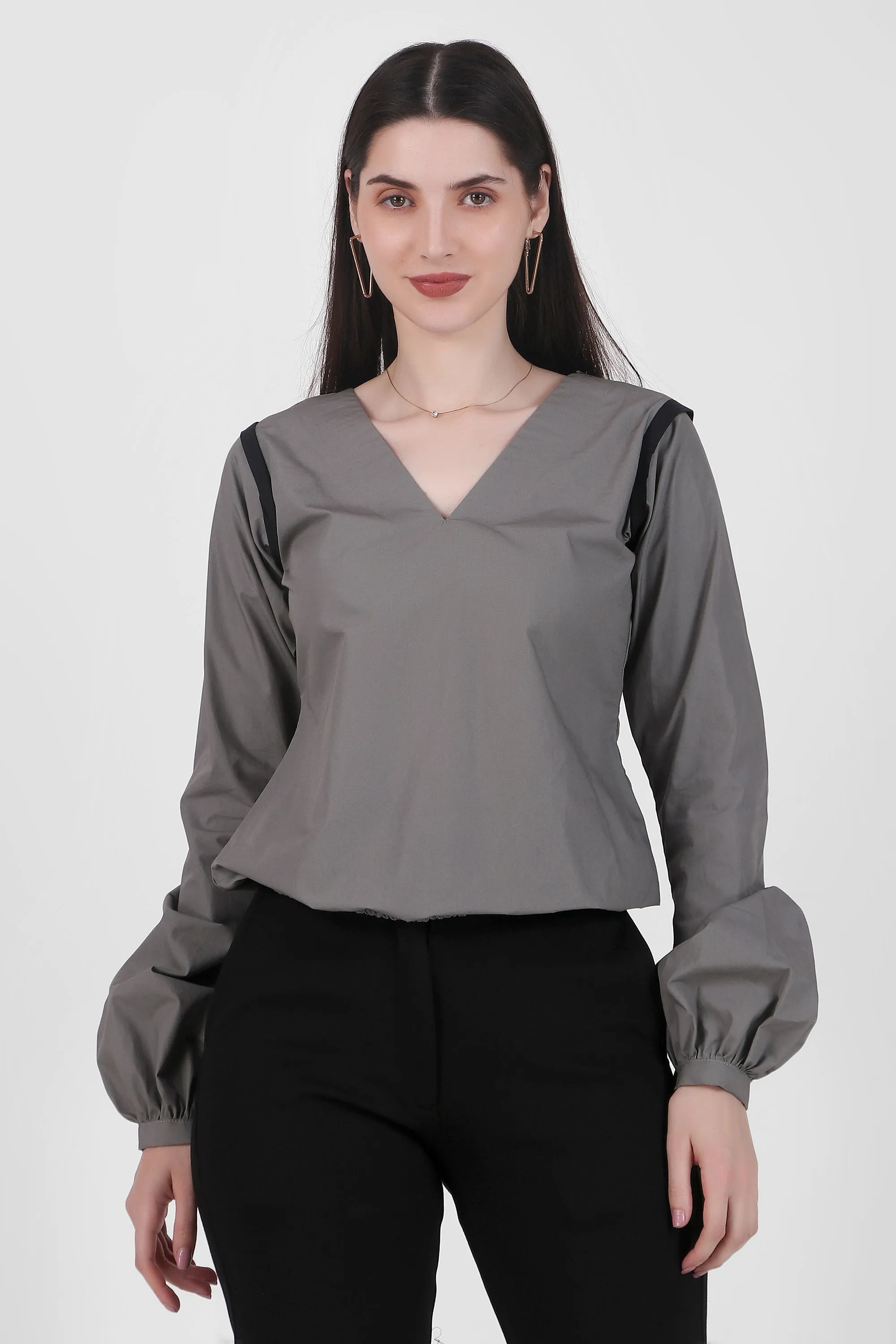 Puff Perfection, Long Sleeves Top, Gray