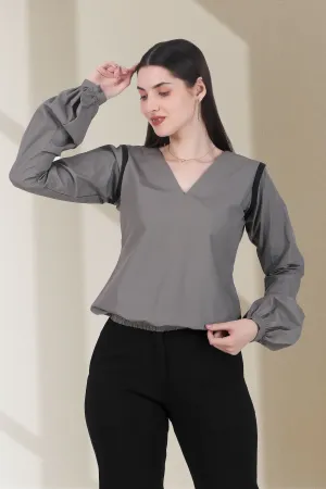 Puff Perfection, Long Sleeves Top, Gray