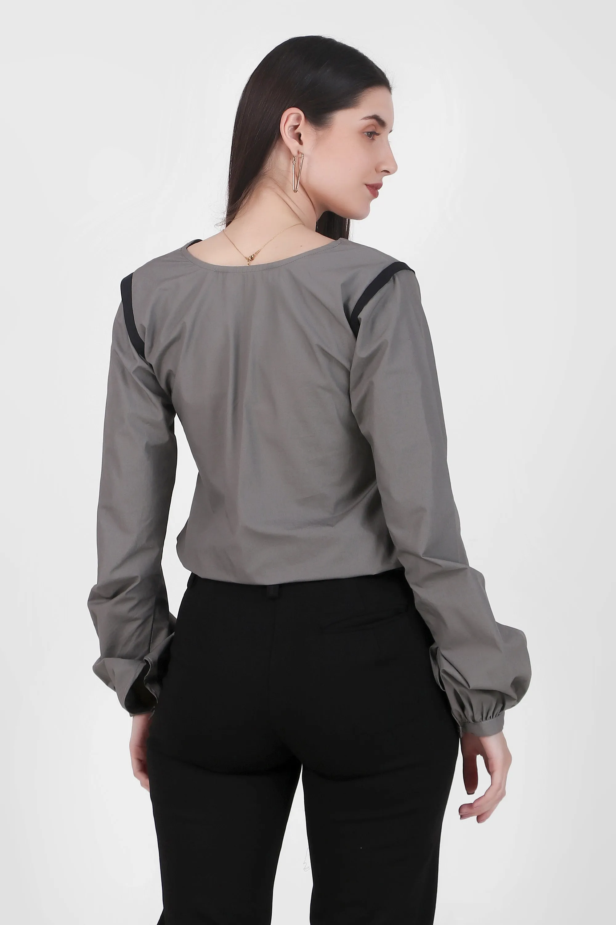 Puff Perfection, Long Sleeves Top, Gray